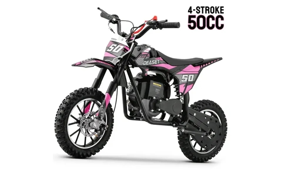Qeaset Gas Dirt Bike For Adults & Teens 49cc 4-stroke Gas Powered Mini Bike Max Speed 25mph Age13 Pink