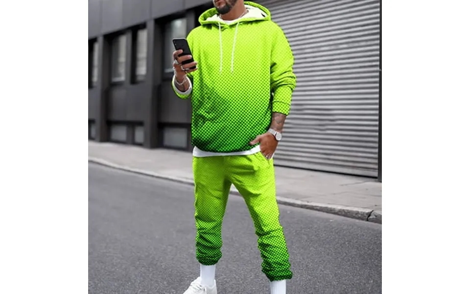 Qenging Sweat Pants For Men Jogger Pants Hooded Neck Printing Long Sleeve Blouse Loose Sets M