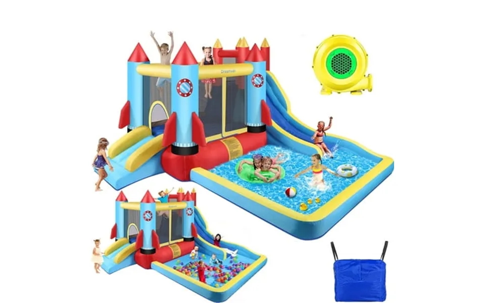 Qhomic 146 X 132 X 82 Inflatable Bounce Houses For Kids 3-10 With Blower Double Slide Climbing Wall And Ball Pit Large P