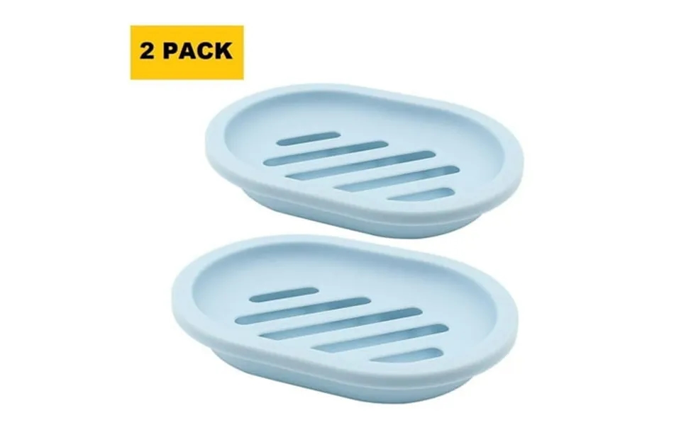 Qishi 2-pack Soap Dish With Drain Soap Holder Soap Saver Easy Cleaning Dry Stop Mushy Soap Blue