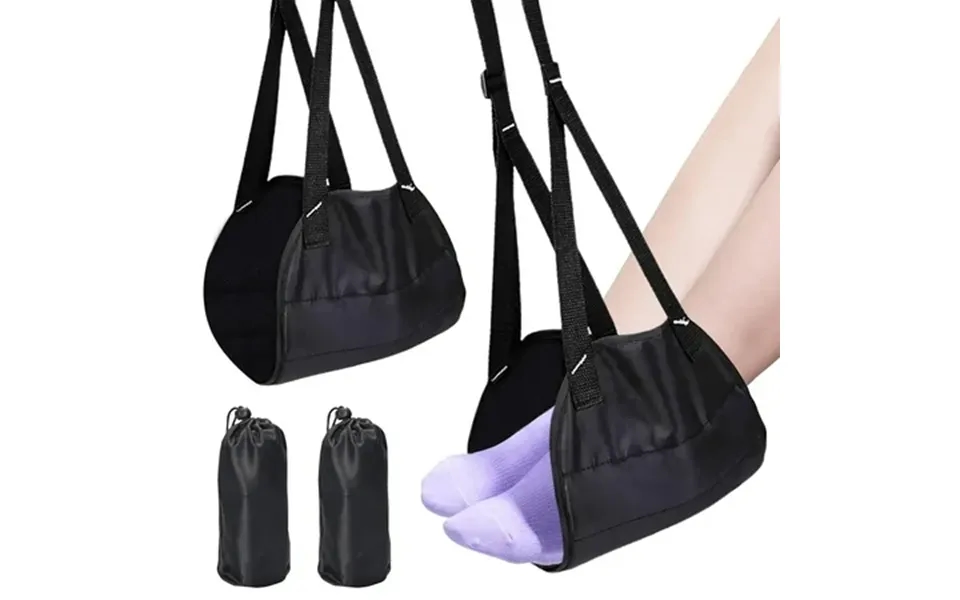 Qishi Airplane Footrest Premium Memory Foam Portable Foot Hammock Adjustable Sling Foot Rest For Plane Train Travel Offi