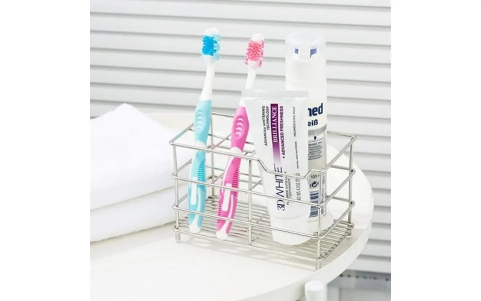 Qishi Electric Toothbrush Toothpaste Holder Stainless Steel Bathroom Stand Or Wall-mounted Silver