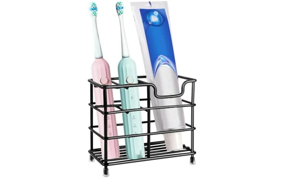 Qishi Stainless Steel Bathroom Toothbrush Holder Toothpaste Holder Stand Black