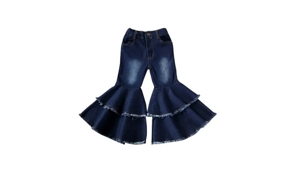 Qtinghua Toddler Baby Girls Denim Bell Bottoms Pants Flare Jeans Long Pants Trousers Autumn Winter Outfits Blue 5-6 Year
