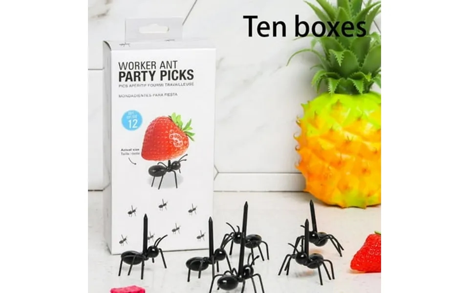 Qtmnekly 120 Pack Ant Food Fruit Decoration Forks Ant Shaped Forks Snack Cake Dessert Home Kitchen Plastic Black