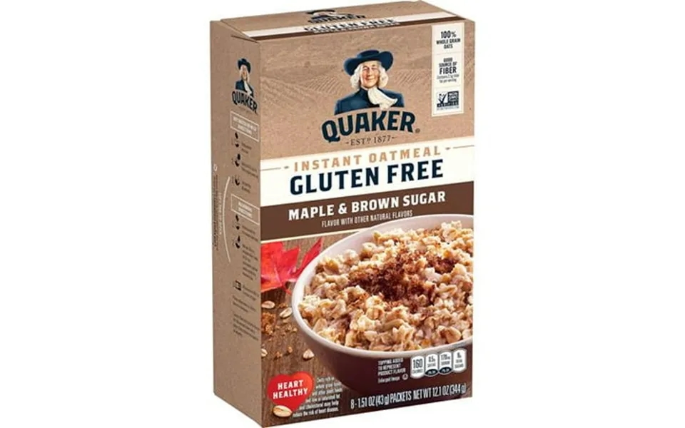 Quaker Instant Oatmeal Gluten Free Maple & Brown Sugar Heart Healthy Oatmeal Individual Packs 1