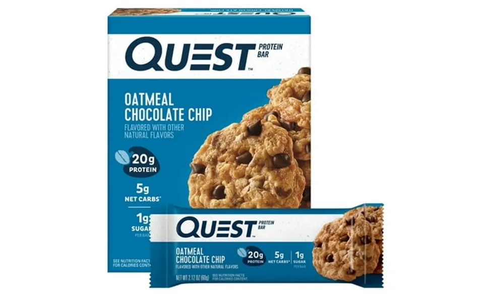 Quest Nutrition Oatmealegsc Chocolate Chip Protein Bars 20g Protein 1g Sugar 5g Net Carb Gluten Free Keto Friendly 4 Cou