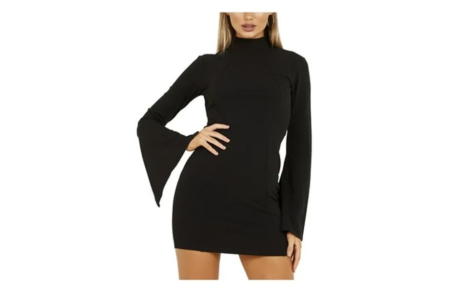 Quiz Womens Black Bell Sleeve Mock Neck Mini Cocktail Dress 6