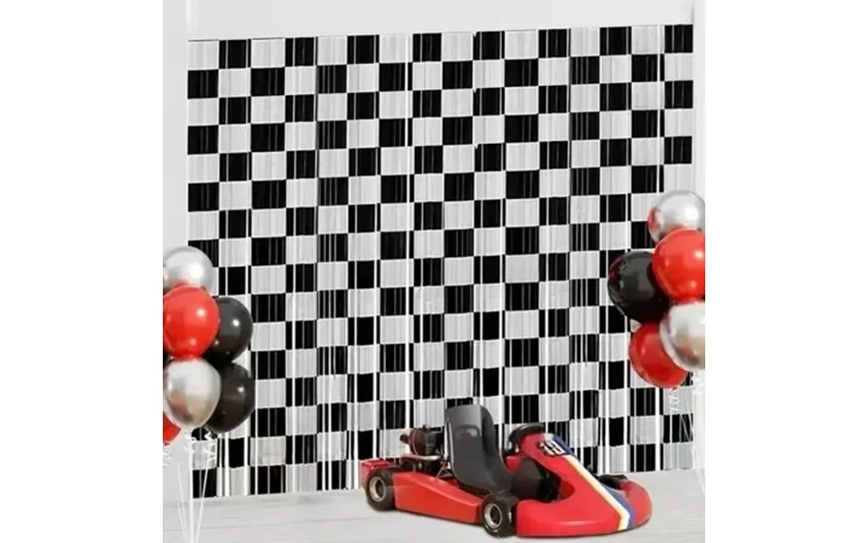 Race Car Foil Fringe Curtains Backdrop Birthday Party Decorations 2 Pack 3