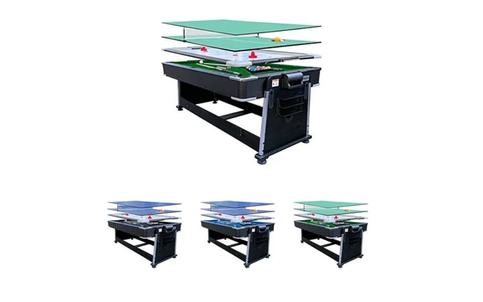 Rack Triad 7-foot 3-in-1 Multi Game Swivel Billiard Pool Table Green Felt With Black Body