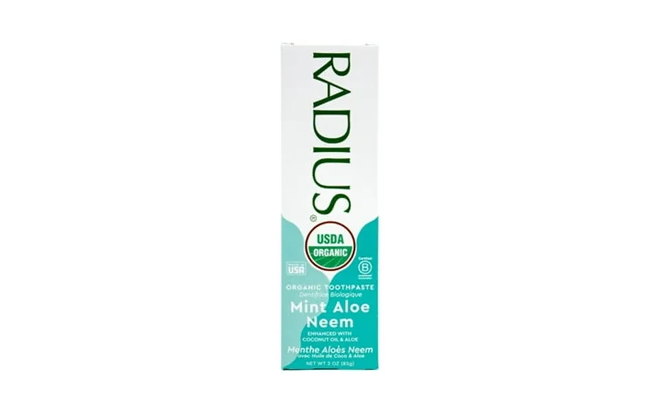 Radius Organic Toothpaste Mint Aloe Neem 3 Oz 85 G