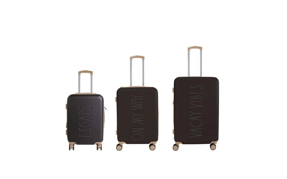 Rae Dunn 3 Piece Expandable Rolling Luggage Set In Espresso