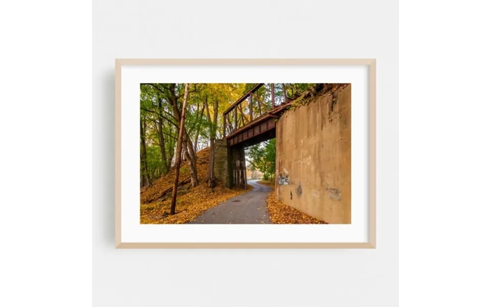 Rail Bridge In Stewartstown - Pennsylvania Photography Oak Framed Wall Art Print 24 X 36 Inches