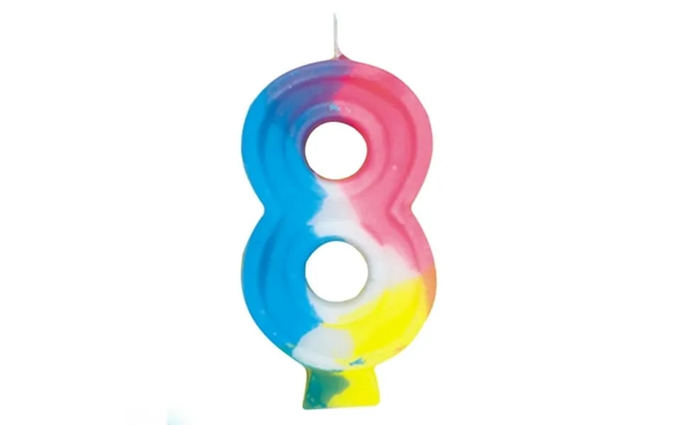 Rainbow Number 8 Birthday Candle