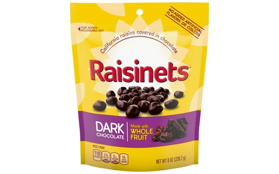 Raisinets Dark Chocolate Covered California Raisins Resealable Bag 8