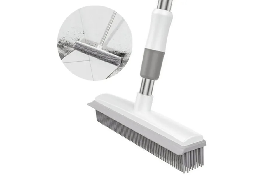 Raistyw Rubber Push Handle Broom With Squeegee For Hardwood Floor Glass Cleaning 47 Pet Hair Remover Broom Gray