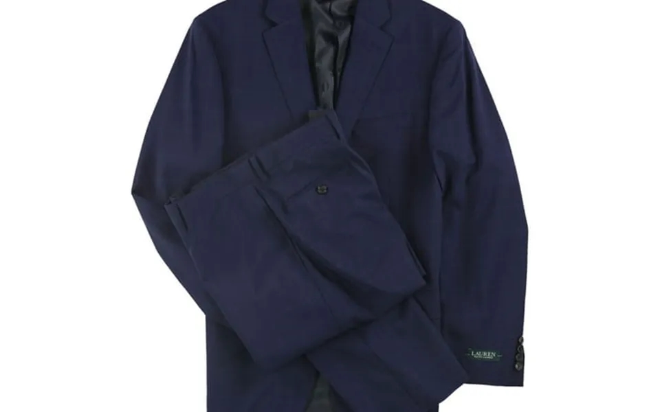 Ralph Lauren Mens Double Windowpane Two Button Formal Suit Blue 40 Long 34w X Unfinishedl