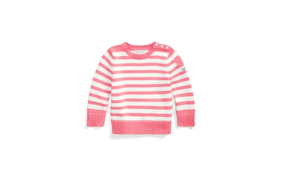 Ralph Lauren Pink Multi Girl S Heart-patch Cotton Sweater Us 12m