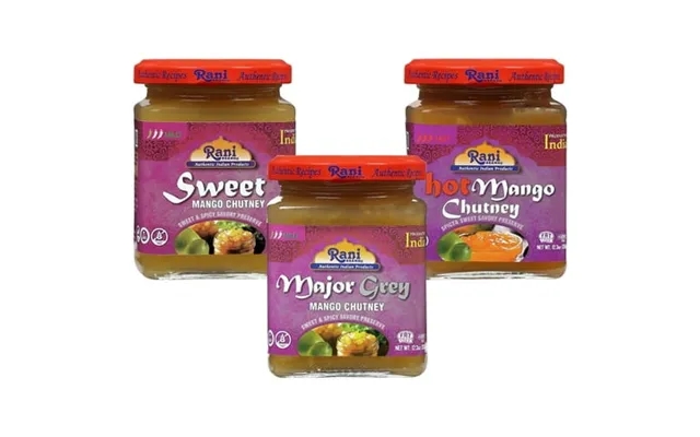 Rani 3-in-1 Mango Chutney Hot Sweet Major Grey 12.3oz 350g Glass Jar Ready To Eat Vegan Gluten Free All Natural Non-gmo  product image
