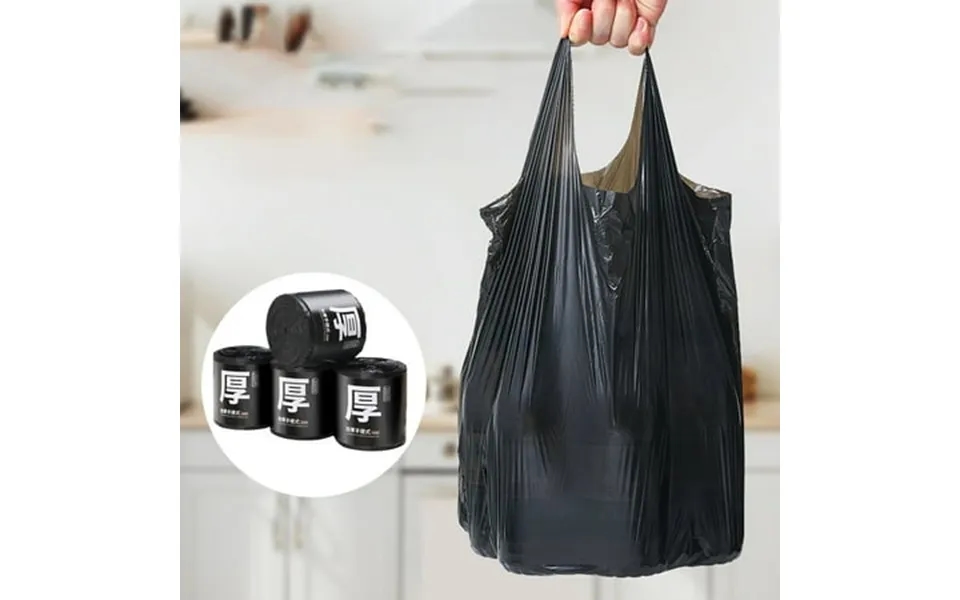 Ranliy 200 Counts Kitchen Garbage Bags Thick Black Trash Bag With Handles 18x25 Inch Picnic Kitchen Daily Use Bedroom Wa