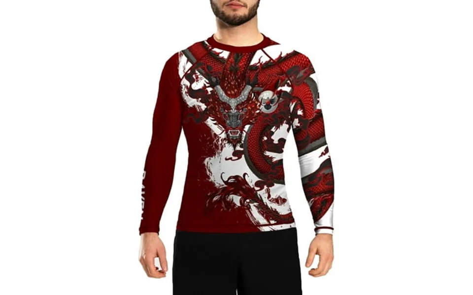 Raven Fightwear Men S Year Of The Dragon Rash Guard Bjj Mma Red