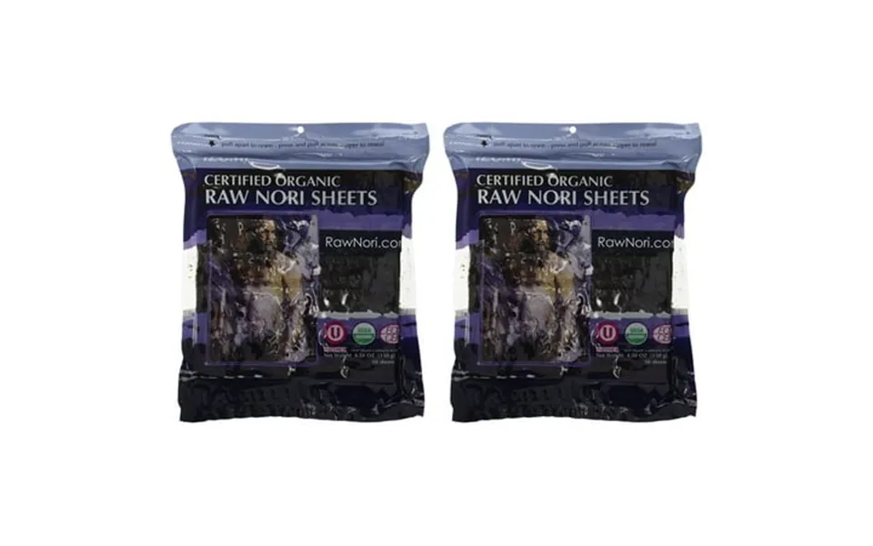 Raw Organic Nori 100 Sheets Pack - Certified Vegan Raw Kosher Sushi Wrap Papers Premium Unheated Un-cooked Not Toasted