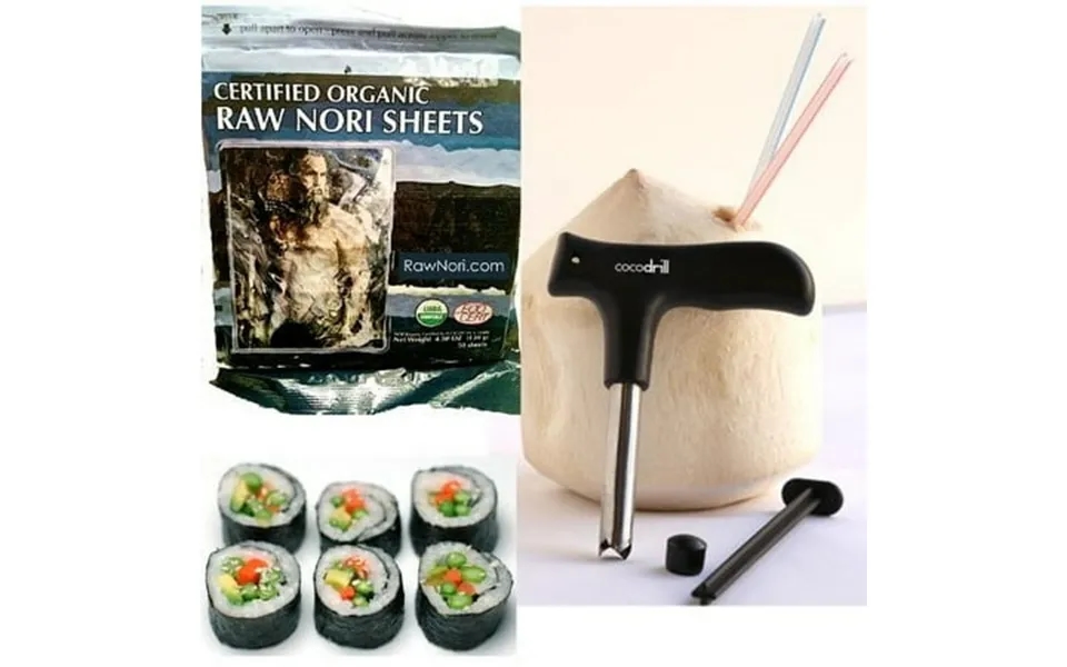 Raw Organic Nori Sheets 200 Qty Cocodrill Coconut Opener Tool Certified Vegan Kosher Sushi Wrap Papers Untoasted Dried