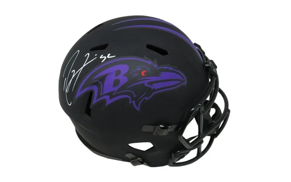 Ray Lewis Signed Baltimore Ravens Eclipse Black Matte Riddell Full Size Speed Replica Helmet