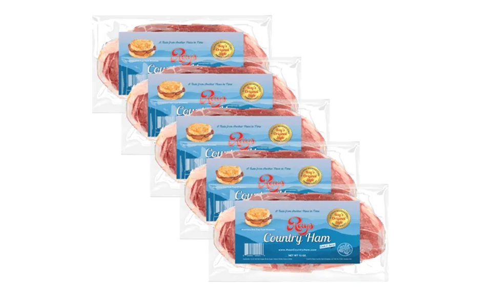 Rays Country Ham 3.75 Lbs Center Slices Dry-cured Blue Ridge Style Pack Of 5 Shelf-stable Usda Approved