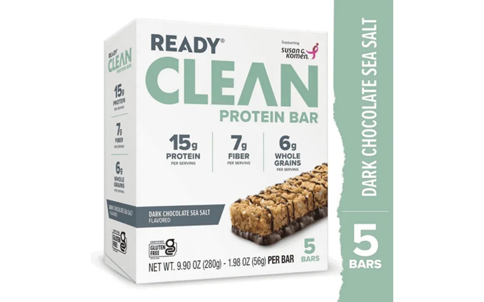 Ready Nutrition Dark Chocolate Sea Salt Clean Protein Bar 5 Count