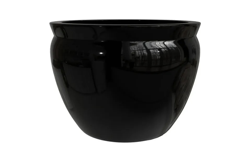 Red Lantern 16 Solid Black Porcelain Fishbowl Planter