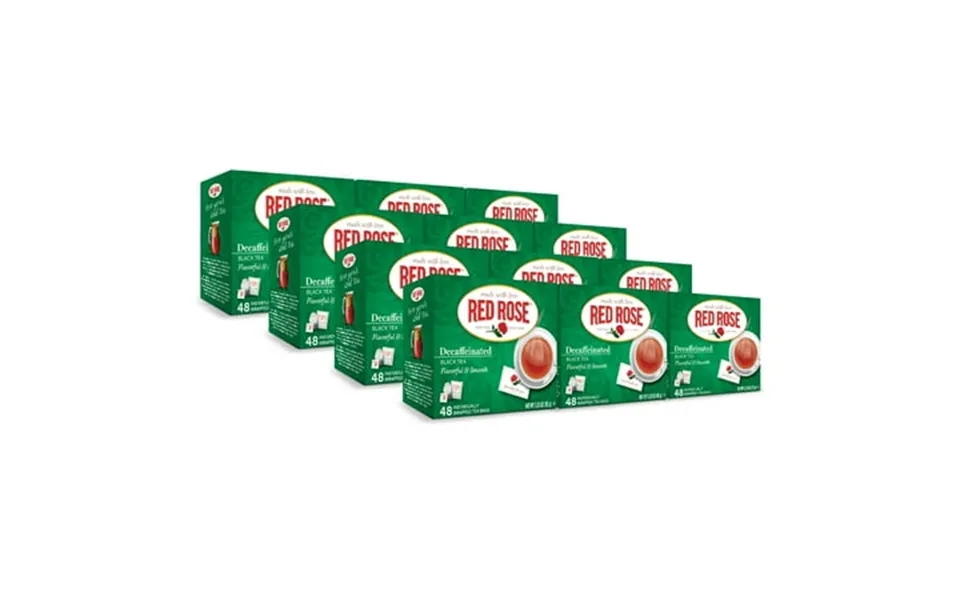 Red Rose Naturally Decaffeinated Black Tea Specially Blended Strong Black Tea With 48 Individually Wrapped Tea Bags Per