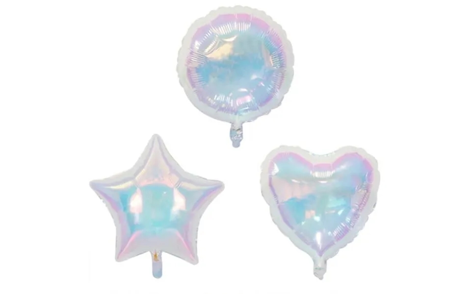 Reendo Iridescent Star Moon Heart Shape Foil Balloons 9pcs 18 Inch Star Shaped Balloon For Wedding Birthday Bachelorette