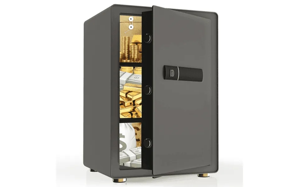 Reliancer 3.4 Cu.ft Biometric Fingerprint Safe Box With Sensor Light For Home Office Grey