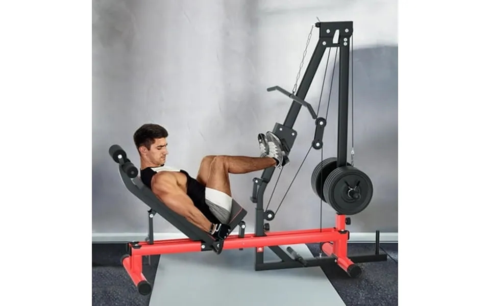Reliancer Lat Pulldown Heavy Duty Full Body Weight Machine With Weight Storage Leg Press Machine For Glute Hamstring And