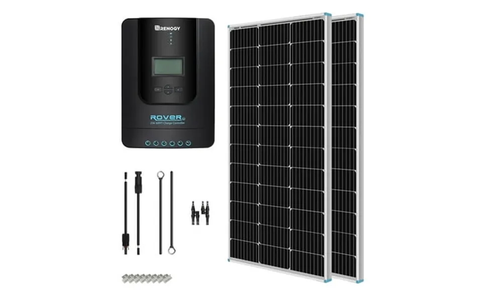 Renogy 200w 12v Monocrystalline Solar Panel Kit 40a Mppt Controller Mounting Z Brackets Tray Cable Adaptor Kit Rv Solar