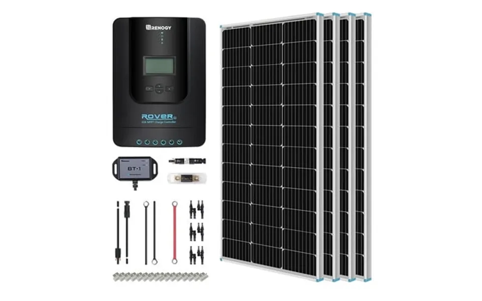 Renogy 400 Watt 12 Volt Premium 4 Pcs 100w Panel 40a Mppt Charge Controller Bluetooth Module Fuse Mounting Z Brackets Ad