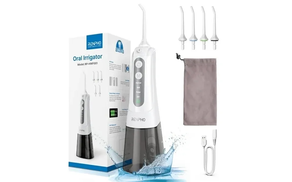 Renpho Rechargeable Water Flosser Portable Oral Irrigator Cordless Dental Water Pick White