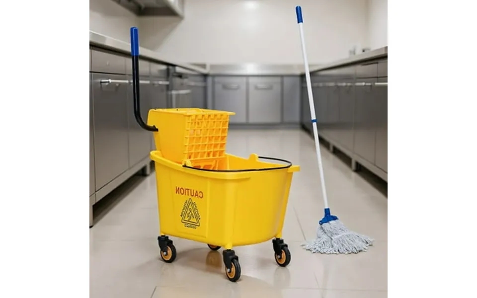 Resenkos 31 Quart Mop Bucket Side Press Wringer On Wheels With Panel Side Press Wringer Combo Commercial Cleaning Caddy