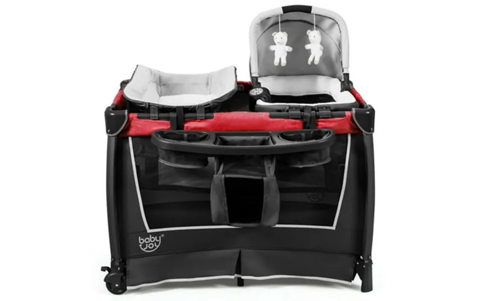 Resenkos 4-in-1 Convertible Portable Baby Play Yard With Toys And Music Player-red Portable Bassinet For Baby For Babies