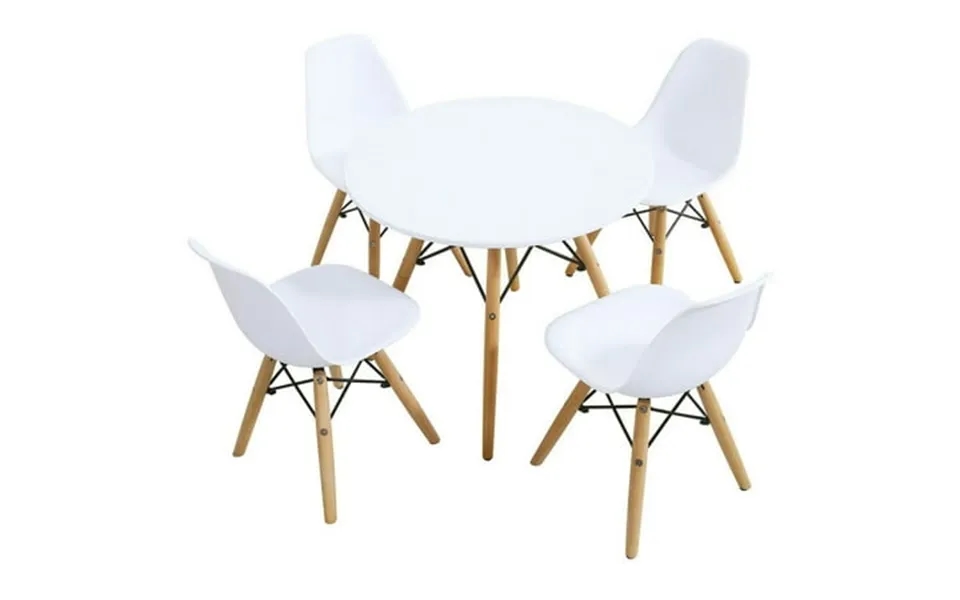 Resenkos 5 Pieces Kids Mid-century Modern Table Chairs Set Small Folding Table For Arts & Crafts Snack Time Homeschoolin