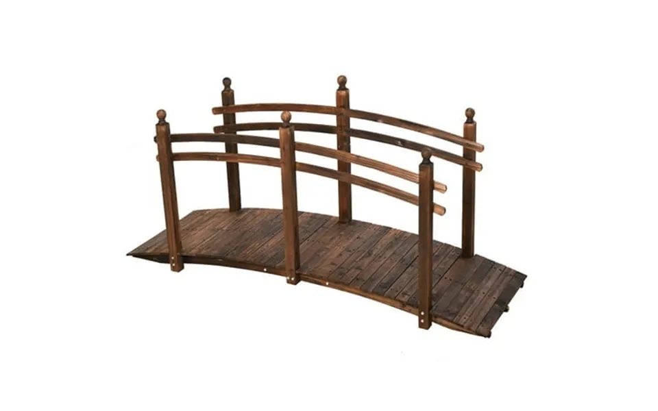 Resenkos Garden Bridge Garden Ornament Bridge Fir Wood Garden Bridge Arc Walkway With Side Railings Perfect Carbonized