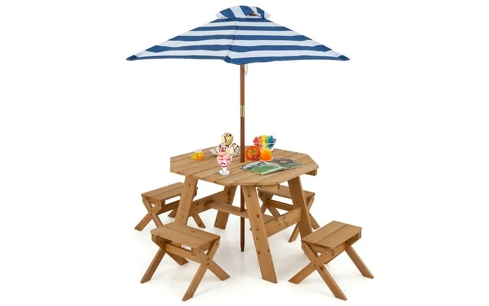 Resenkos Kids Wooden Table Set For Children Aged 3 Years-natural Small Folding Table For Arts & Crafts Snack Time Homesc
