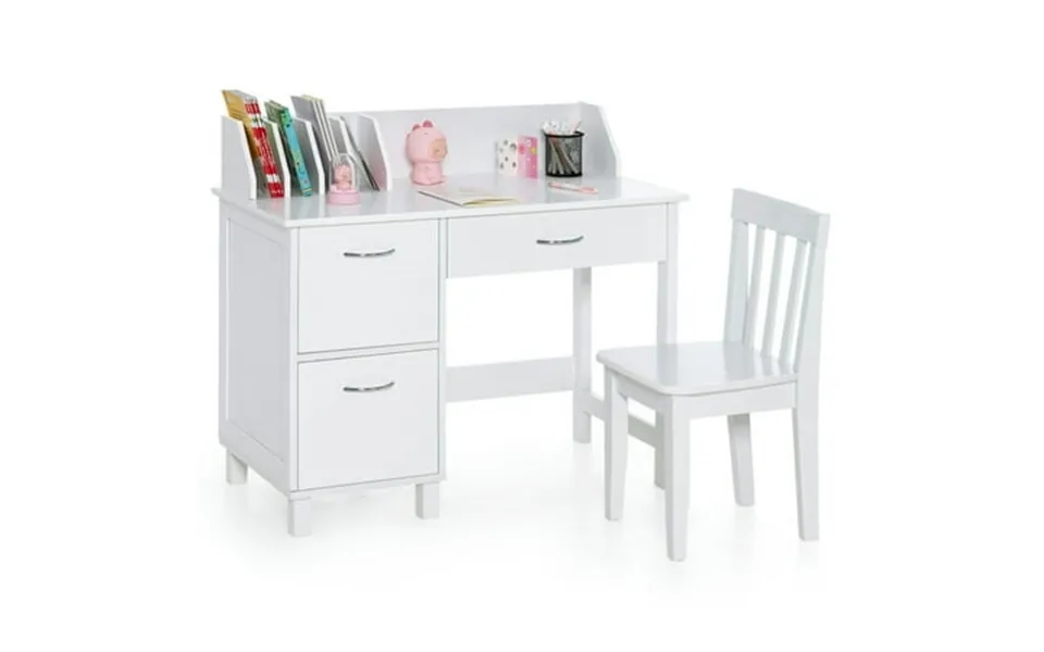 Resenkos Kids Wooden Writing Furniture Set With Drawer And Storage Cabinet-white Small Folding Table For Arts & Crafts S