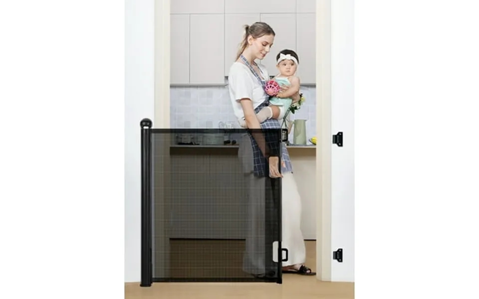 Retractable Mesh Baby Gate Safety Gates For Stairs Doorway 33 Tall Extends To 55 Wide Black