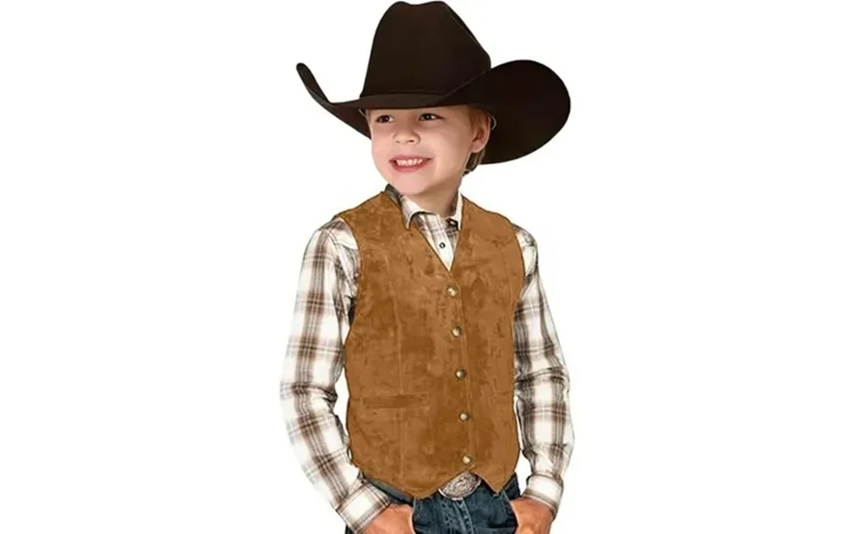 Retro Boys Cowboy Vest Classic Stylish V Neck Casual Western Attire For Young Adventurers