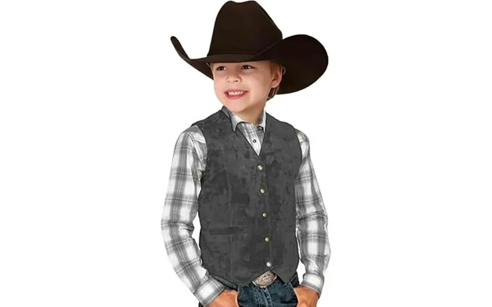 Retro Boys Cowboy Vest Classic Stylish V Neck Casual Western Attire For Young Adventurers