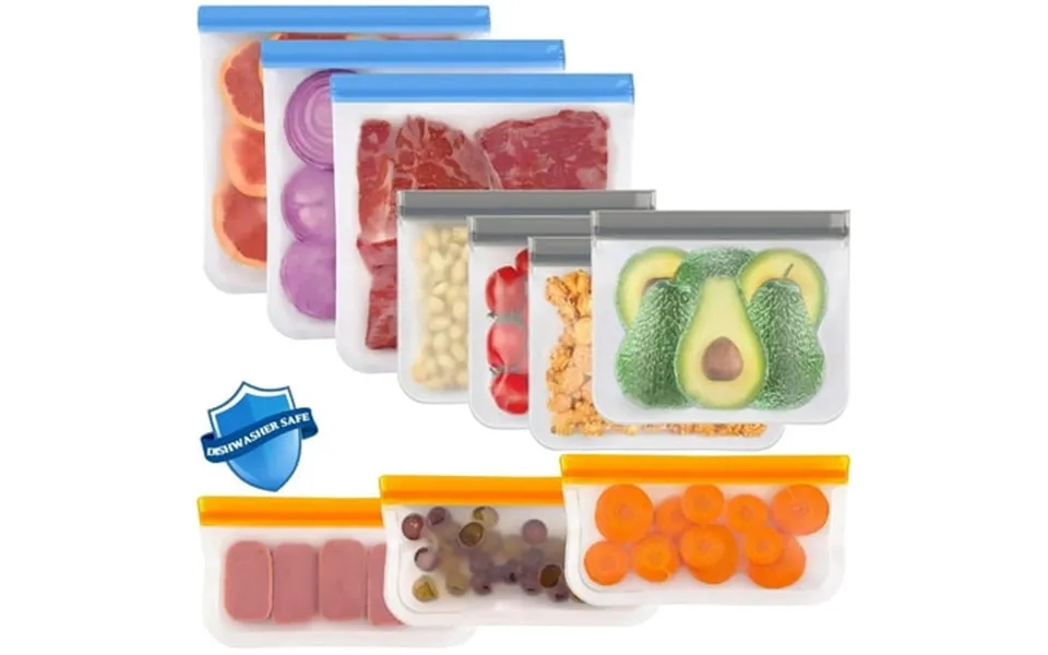 Reusable Ziplock Bag For Food Storage Fridge Organiser 10 Pack Extra Thick Eco-friendly Leakproof Freezer Bags Home Kitc