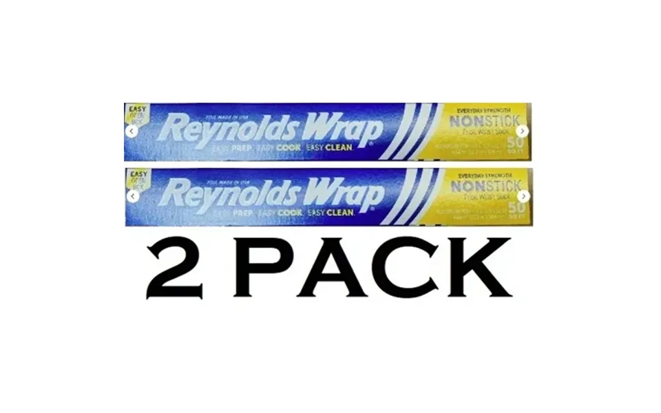 Reynolds Wrap Aluminum Foil Everyday Strength Non Stick Roll 50 Square Feet 2 Pk