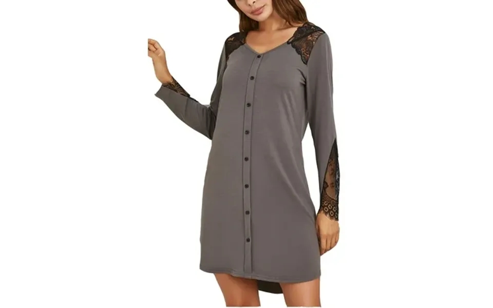 Richie House Women S Nightgown Casual Lace Elegant Long Sleeve Button-down Dress Rhw2906-a-